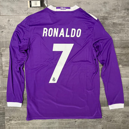 Authentic Ronaldo 2016-17 Football Shirt Real Madrid Long Sleeve Soccer Purple Jersey