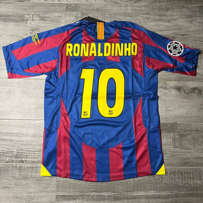 Authentic Fc Barcelona 2005-06 Jersey #10 Home Long Sleeve Football Shirt Ronaldinho