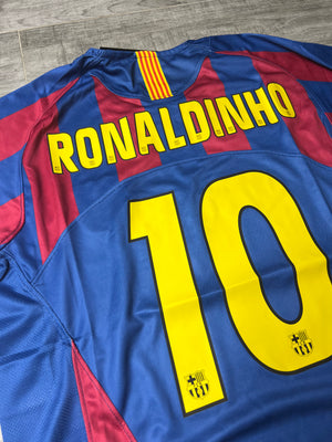 Authentic Fc Barcelona 2005-06 Jersey #10 Home Long Sleeve Football Shirt Ronaldinho