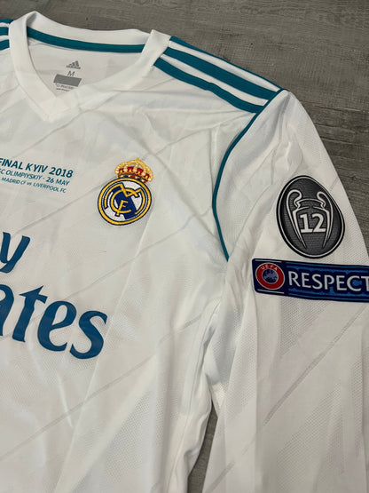 Authentic Real Madrid 2017-18 Final Home Ronaldo #7 UCL Player Version Long Sleeve Jersey