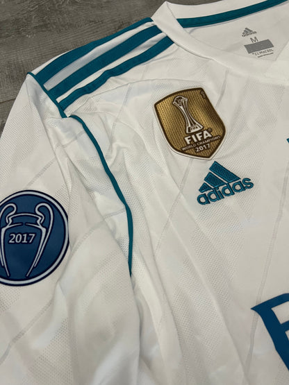 Authentic Real Madrid 2017-18 Final Home Ronaldo #7 UCL Player Version Long Sleeve Jersey